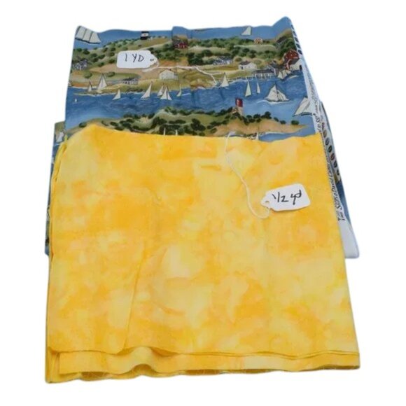 NWOT Designer Quilting Fabric Sailboats & Light Houses Batik David Carter Brown - Picture 2 of 4